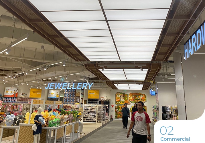 pemasangan membrane lighting di retail